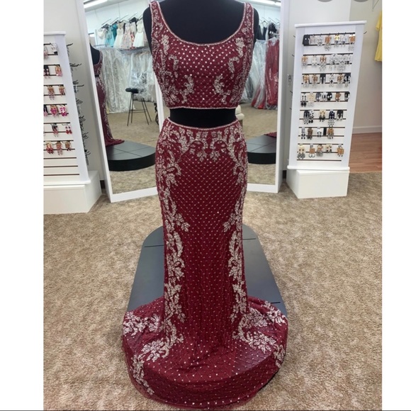 Sherri Hill Burgundy - Picture 2 of 4